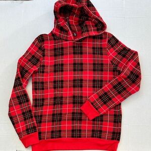 New G by Guess Red and Black Plaid Hoodie Sz M